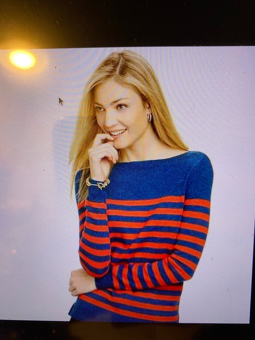 Talbots Pure Merino Wool Boat Neck Blue Red Breton Stripe Sweater Small French